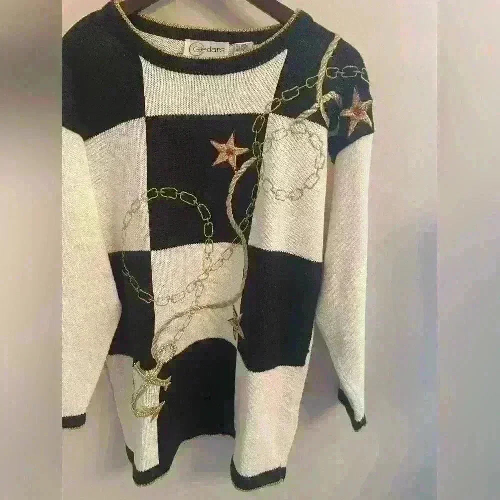 Vintage Cedars Nautical Sweater. Size S